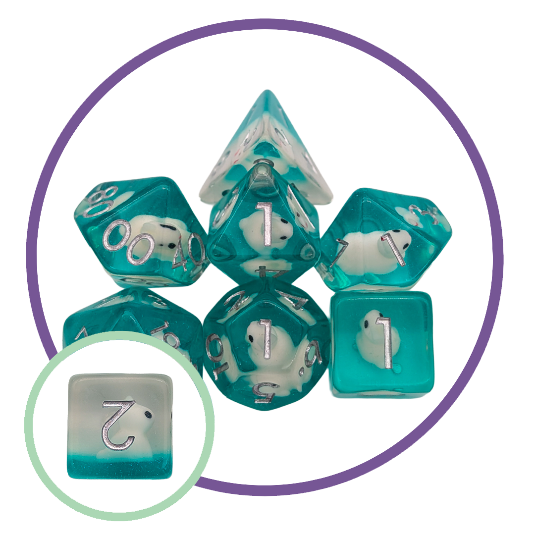 Bunny Green Inclusion Dice Set