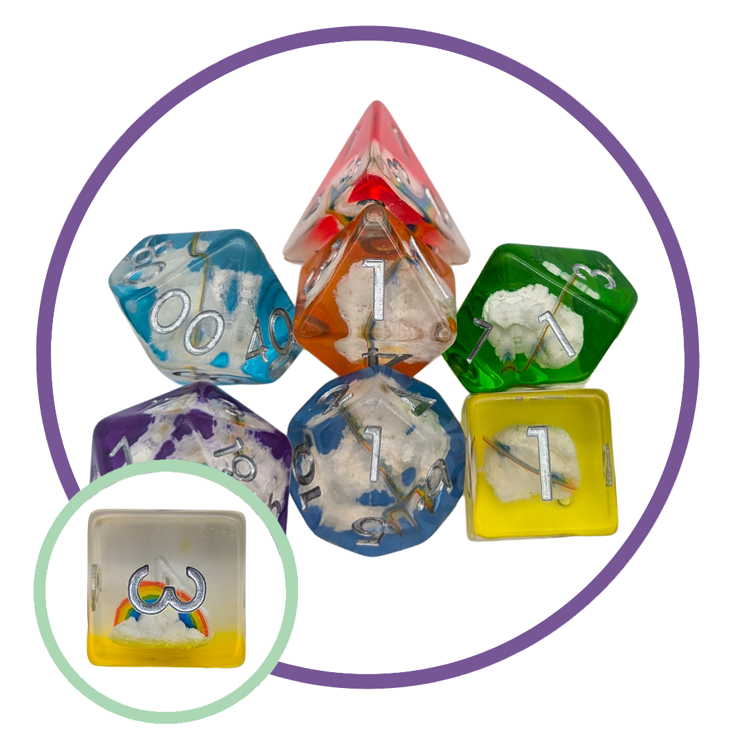 Rainbow Clouds Multi-Coloured Inclusion Dice Set