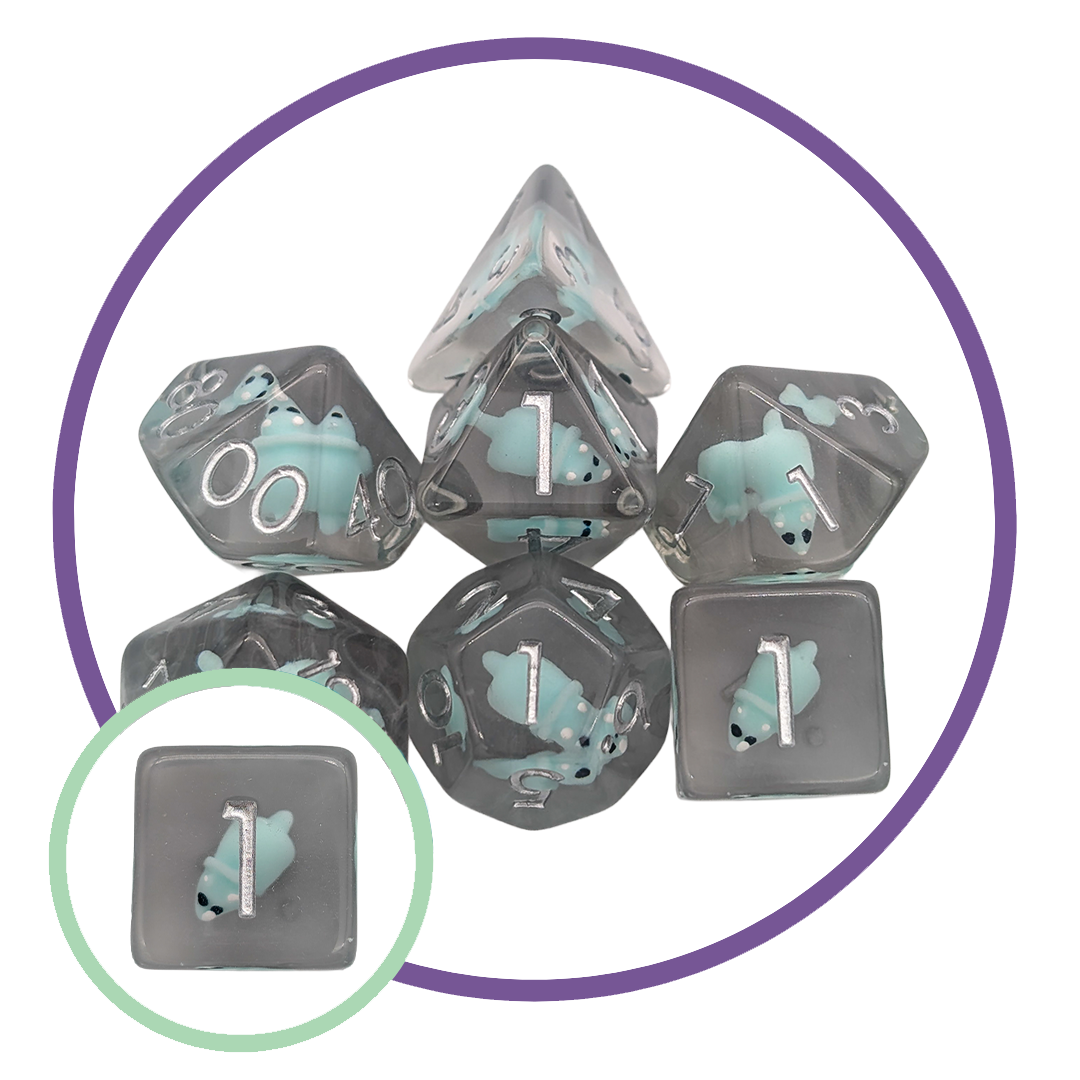 Triceratops Mint Inclusion Dice Set