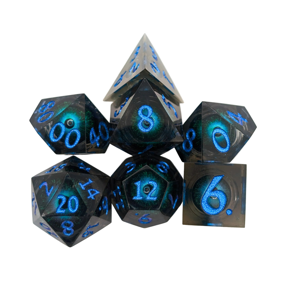 Hydra Eye Blue Liquid Core Dice Set