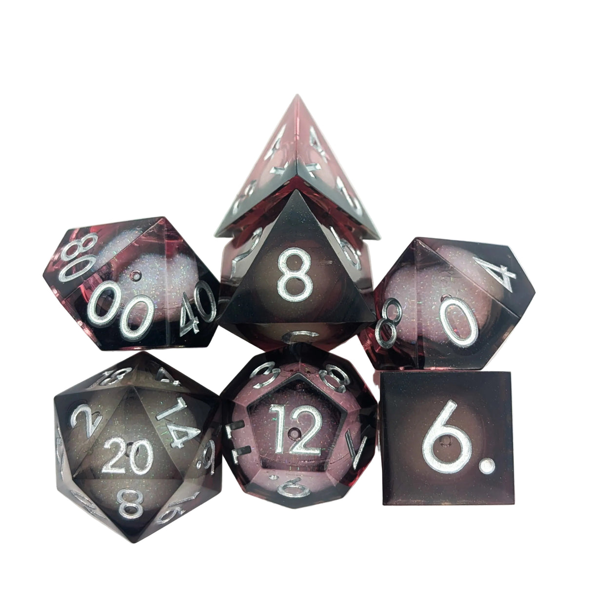 Shimmer Red and Black Liquid Core Dice Set
