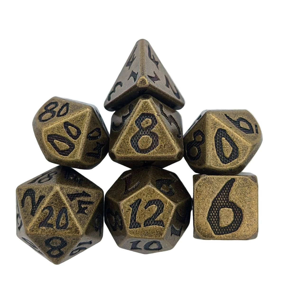 Large Number Brass Metal Dice Set