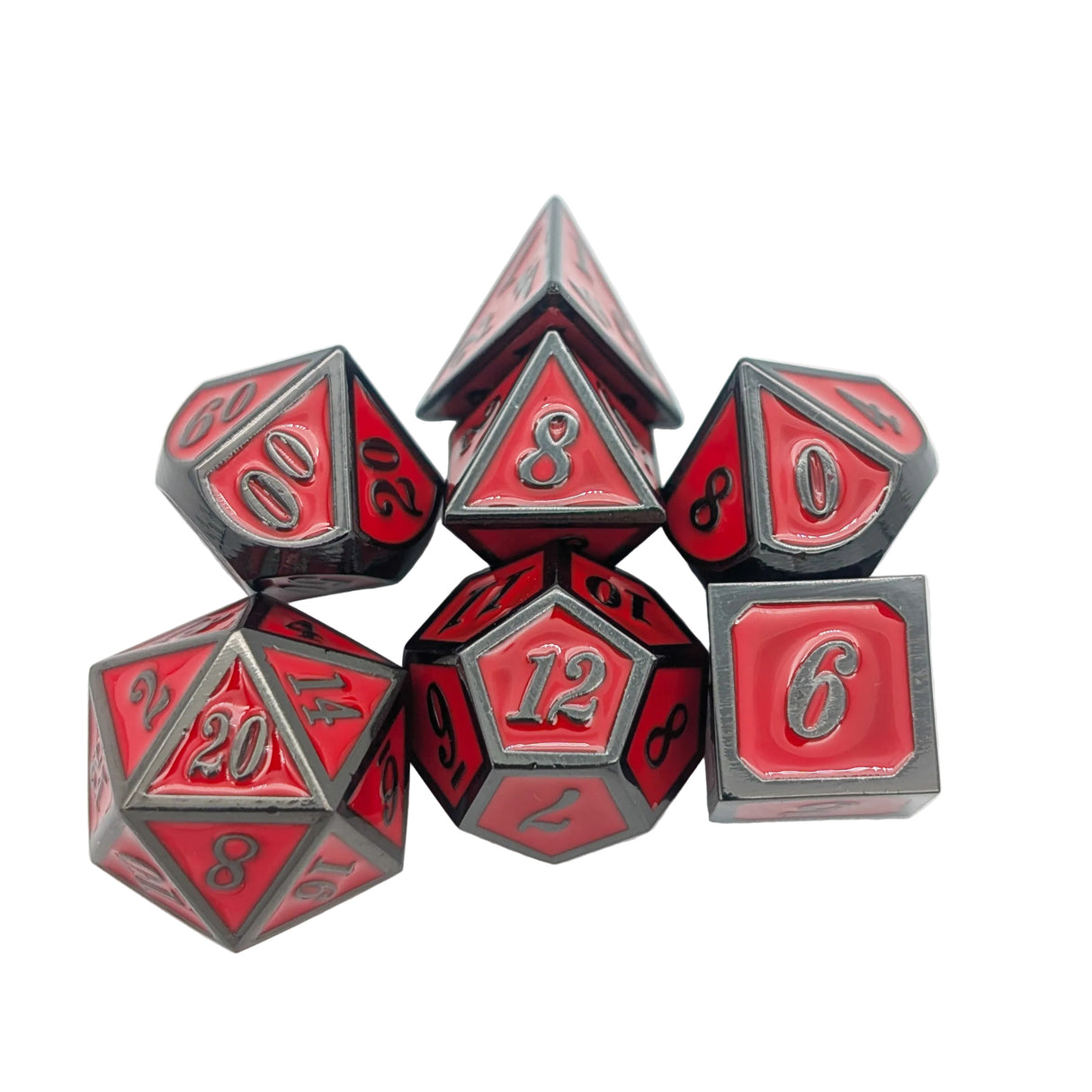 Simple Red and Black Metal Dice Set