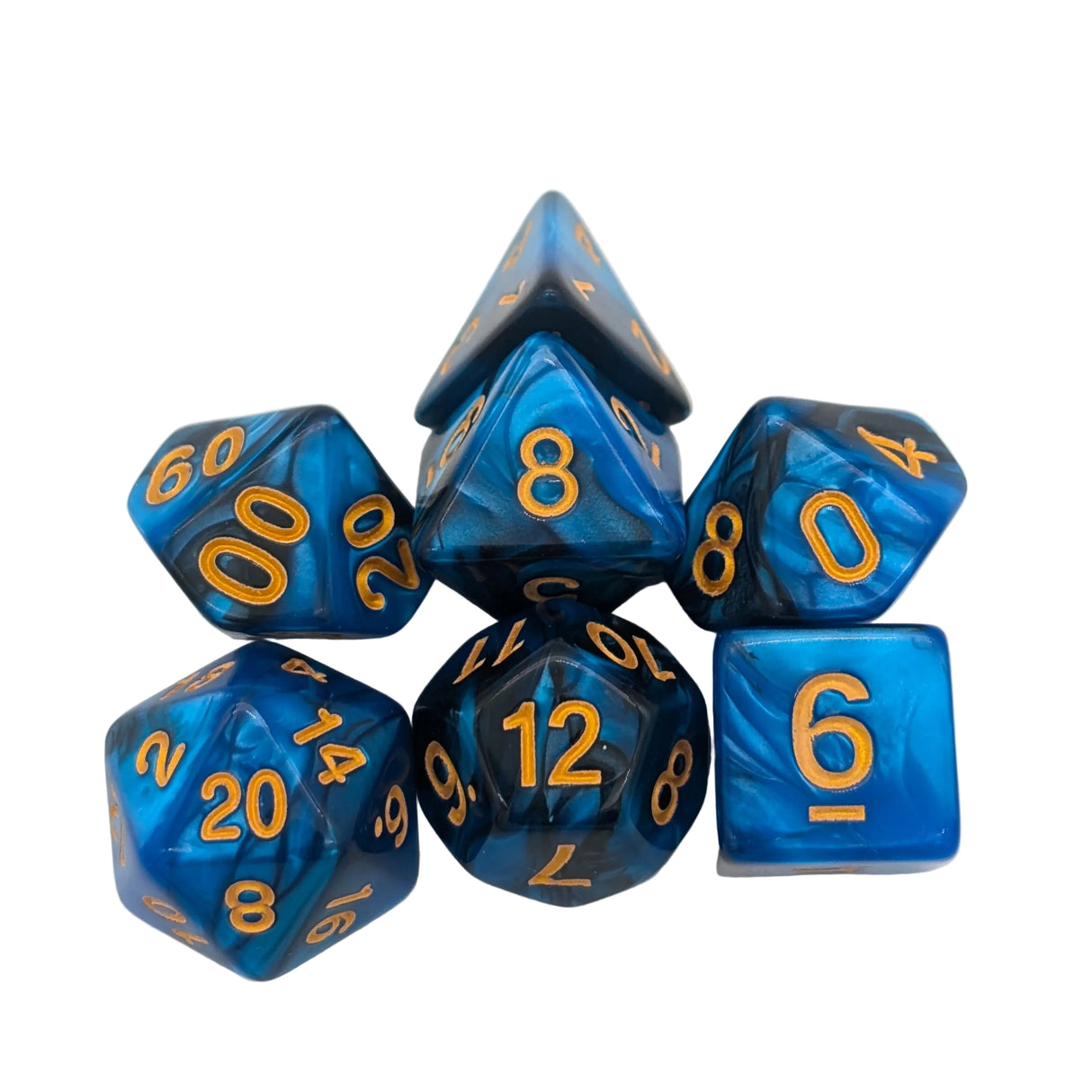 Tie-Dye Black and Blue Dice Set