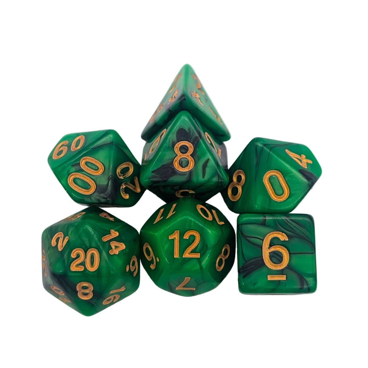 Tie-Dye Green and Black Dice Set