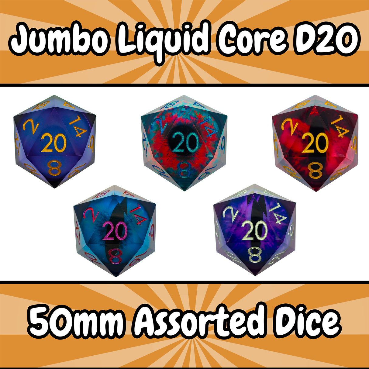 Assorted Jumbo Liquid Core D20 (1 D20)