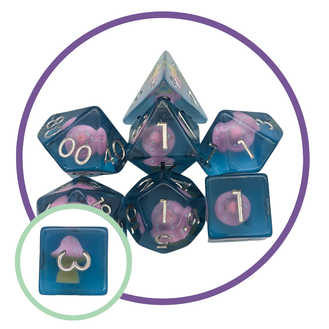 Mushroom Light Pink Cap Inclusion Dice Set