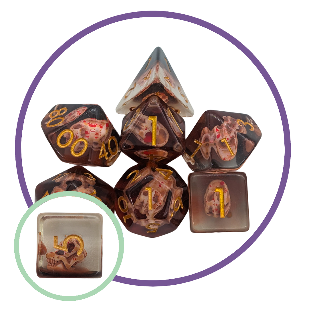 Skull Dinosaur Inclusion Dice Set