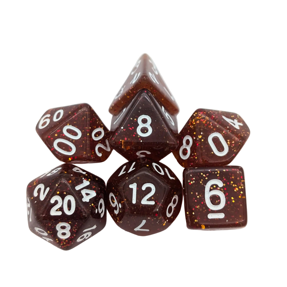 Glitter Amber Dice Set