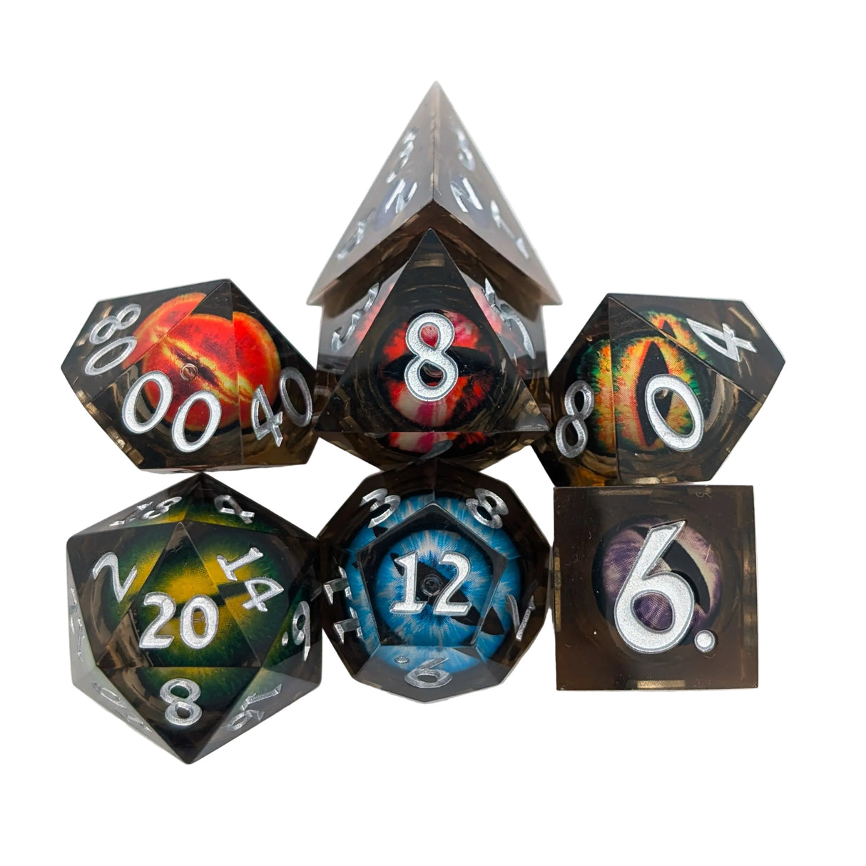Snake Eye Multi-Coloured Liquid Core Dice Set