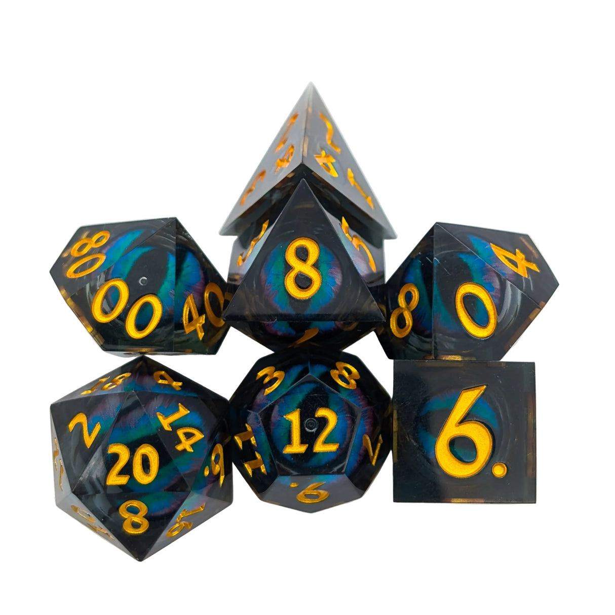 Snake Eye Purple and Blue Liquid Core Dice Set