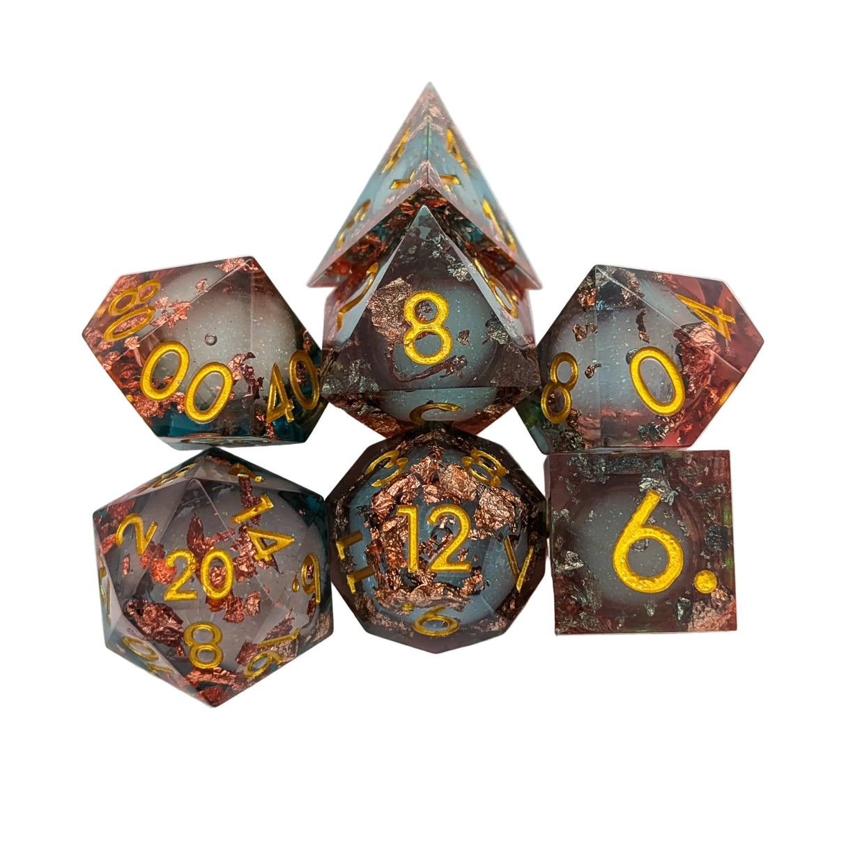 Foil Red and Blue Liquid Core Dice Set