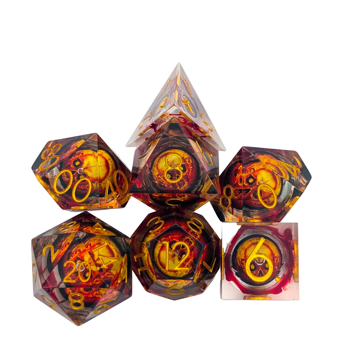 Skull Flame Liquid Core Dice Set