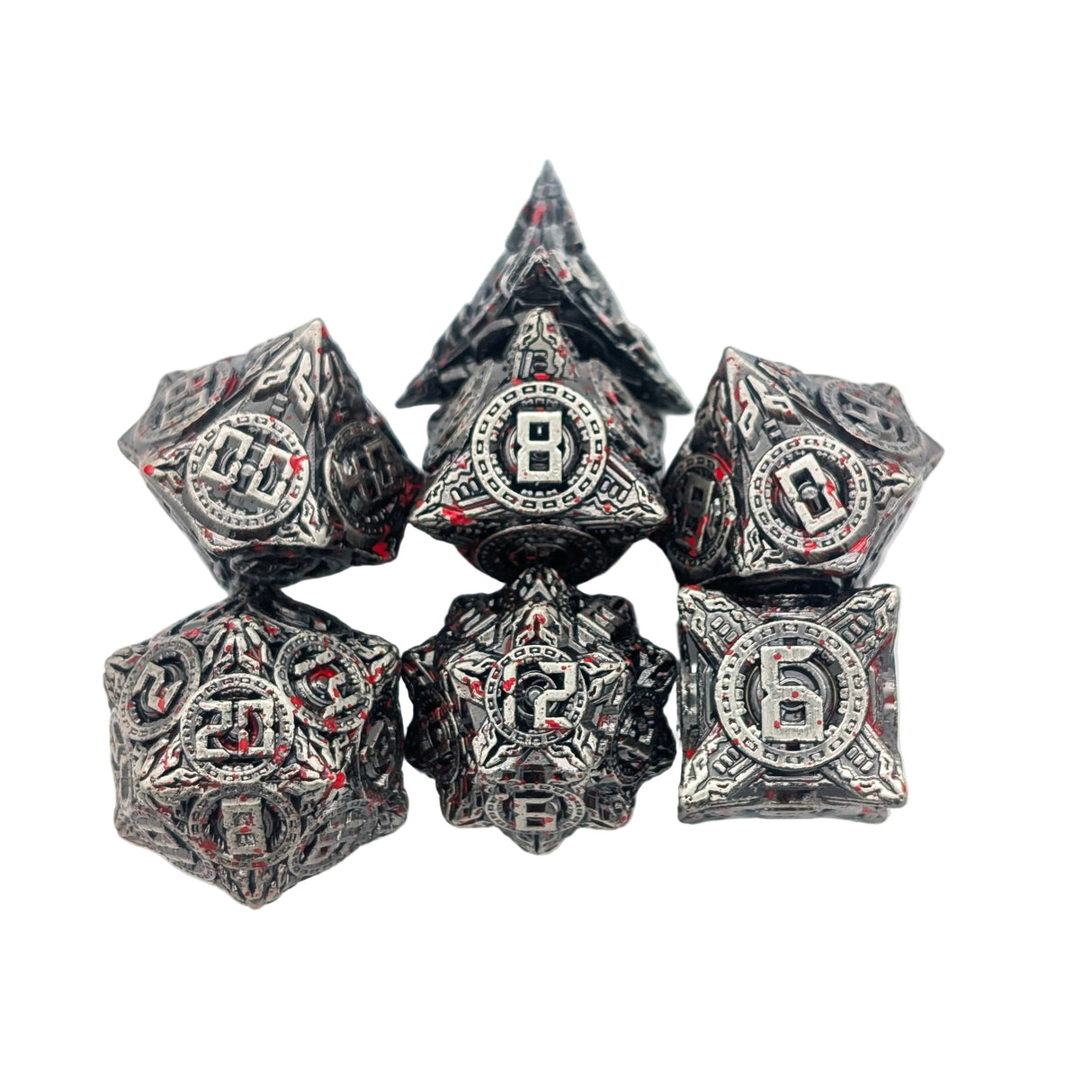 Engine Splatter Metal Dice Set