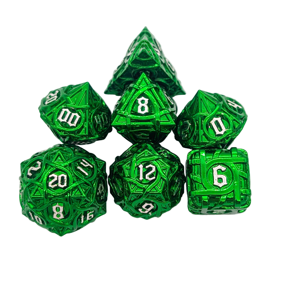 Thorns Green Metal Dice Set