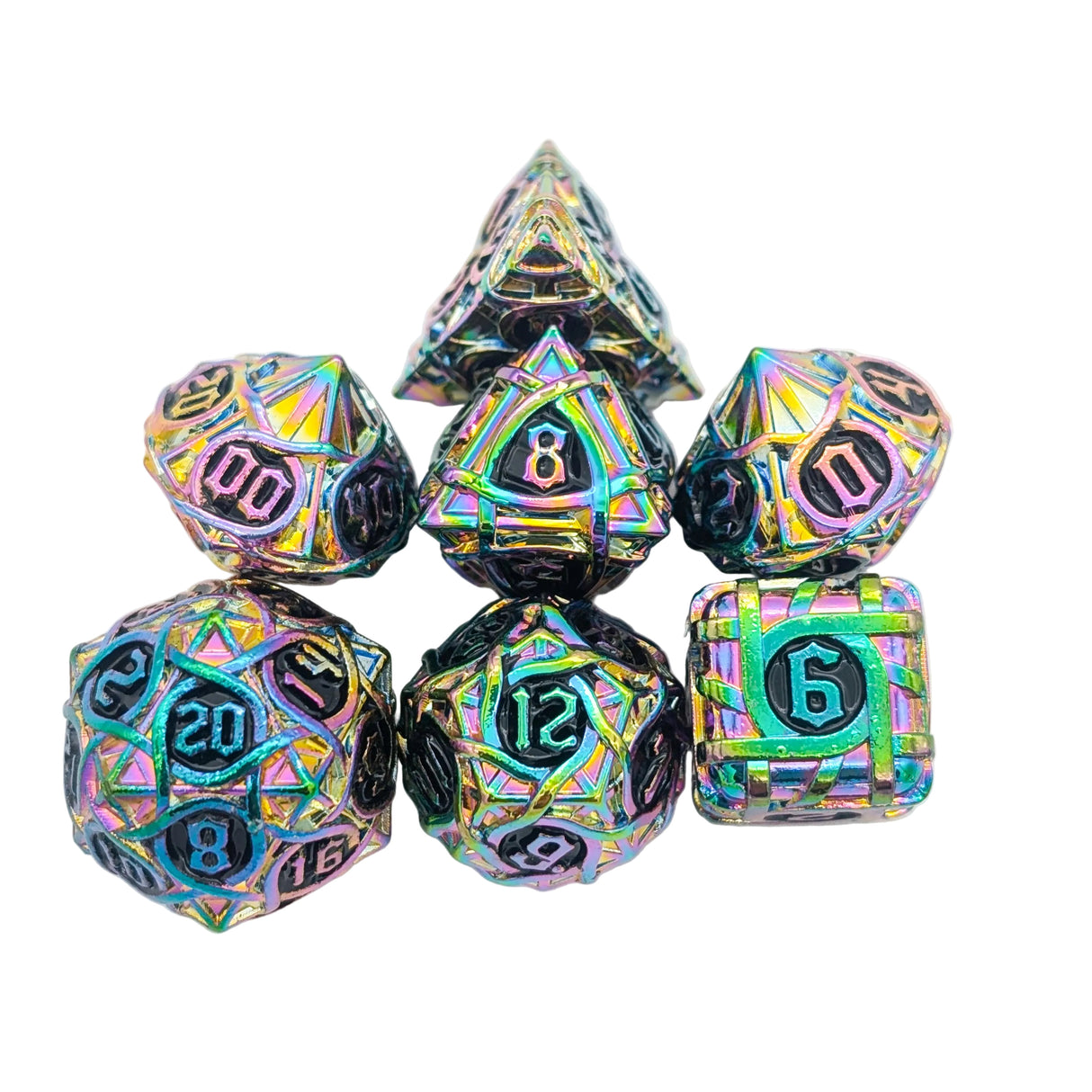 Thorns Rainbow Black Metal Dice Set
