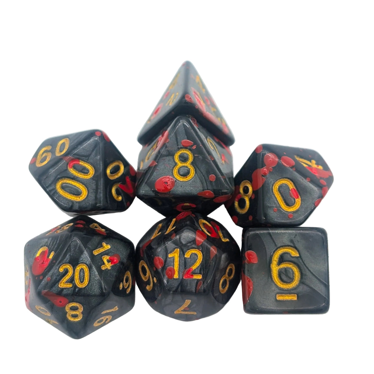 Splatter Black Dice Set