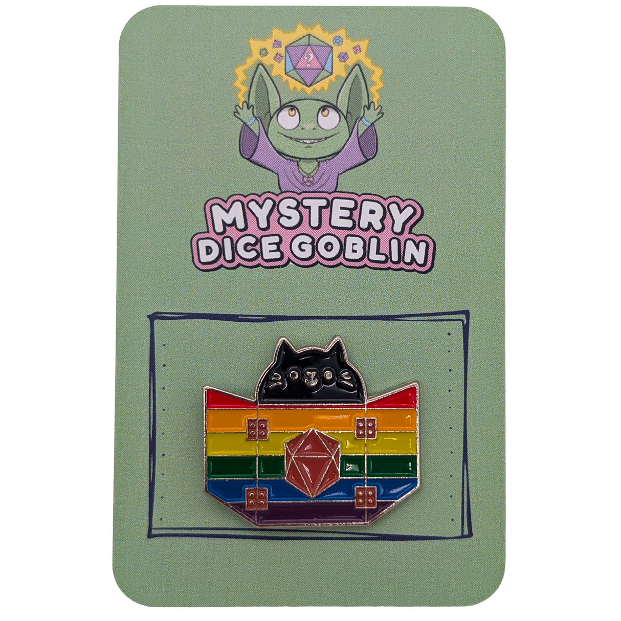 Dungeon Meowster Rainbow Cat Pin