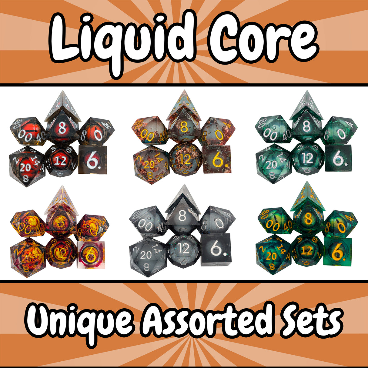 Assorted Liquid Core Dice Sets (10 Sets)