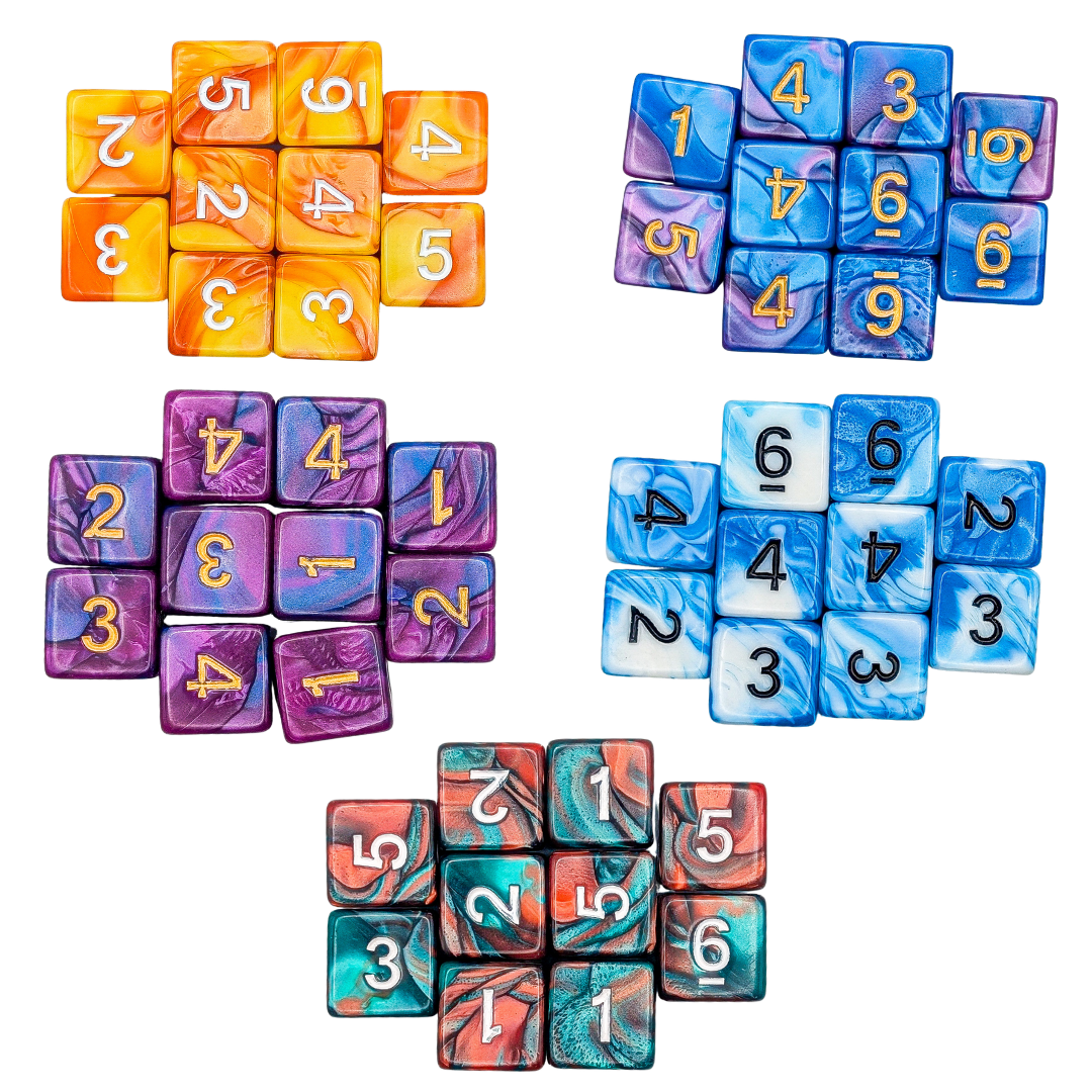 Assorted Numbered D6s (10 Sets)